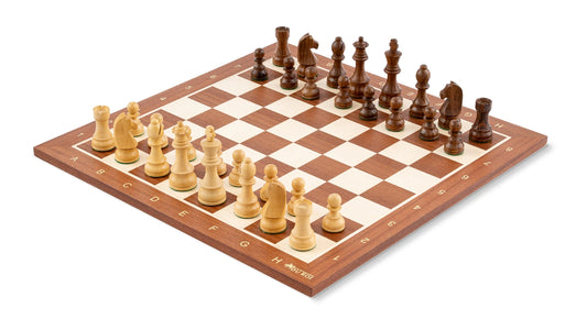 Fleur-de-Lys Schachset <br>aus Mahagoni-Holz gefertigt