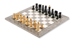 Schachspiel Nacre aus Eschenmaserholz und Buchsbaumholz