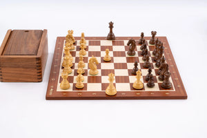 Schachspiel Serenität aus <br>Mahagoni und Seshamholz