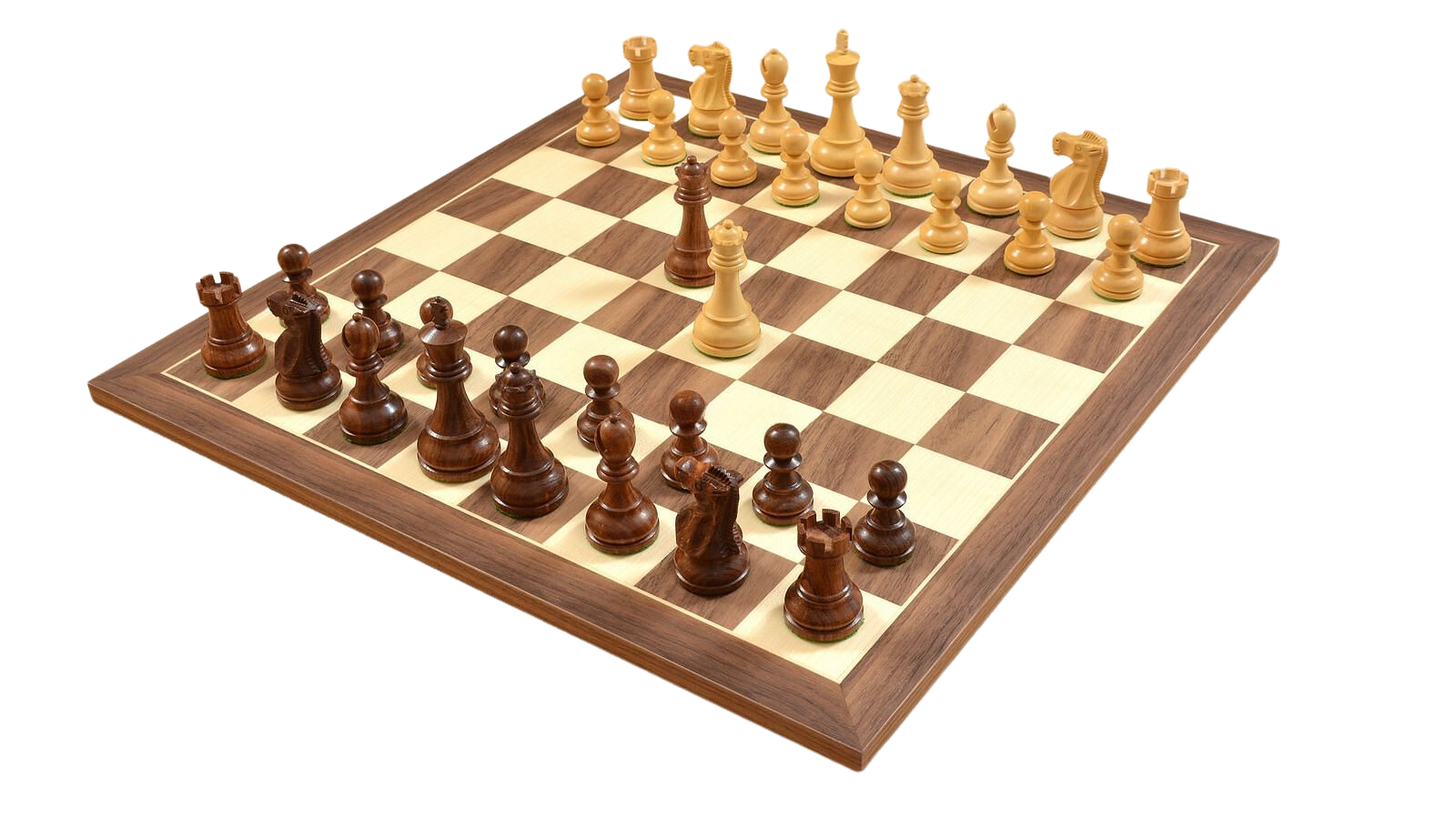Amerikanisches Schachspiel <br>aus Ahorn und Walnuss