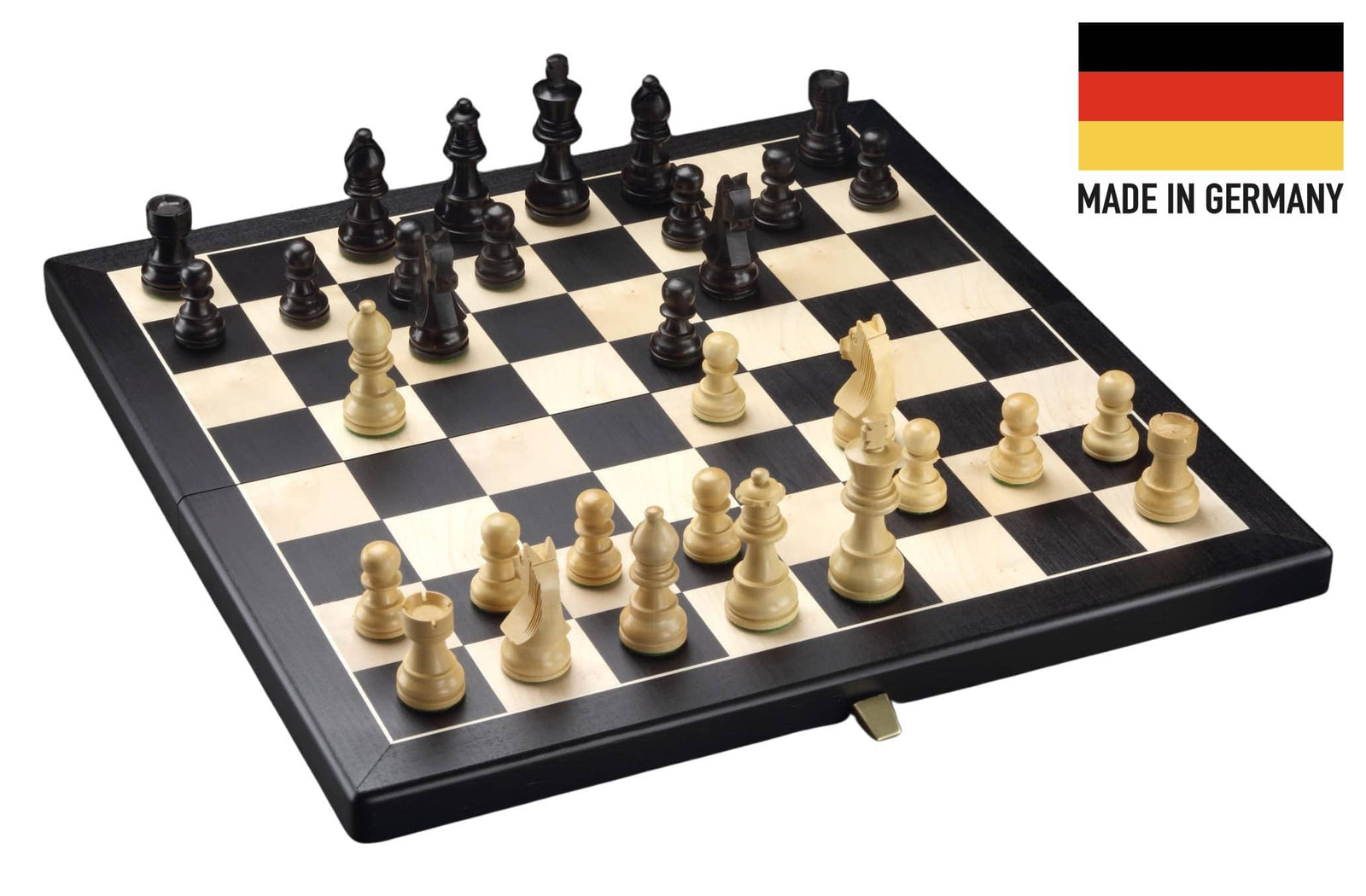 Modernes Schachspiel <br>Schwarz & Ahorn