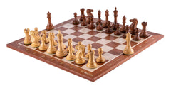 Schachspiel Lorbeer aus <br>Buchsbaum- und Mahagoniholz