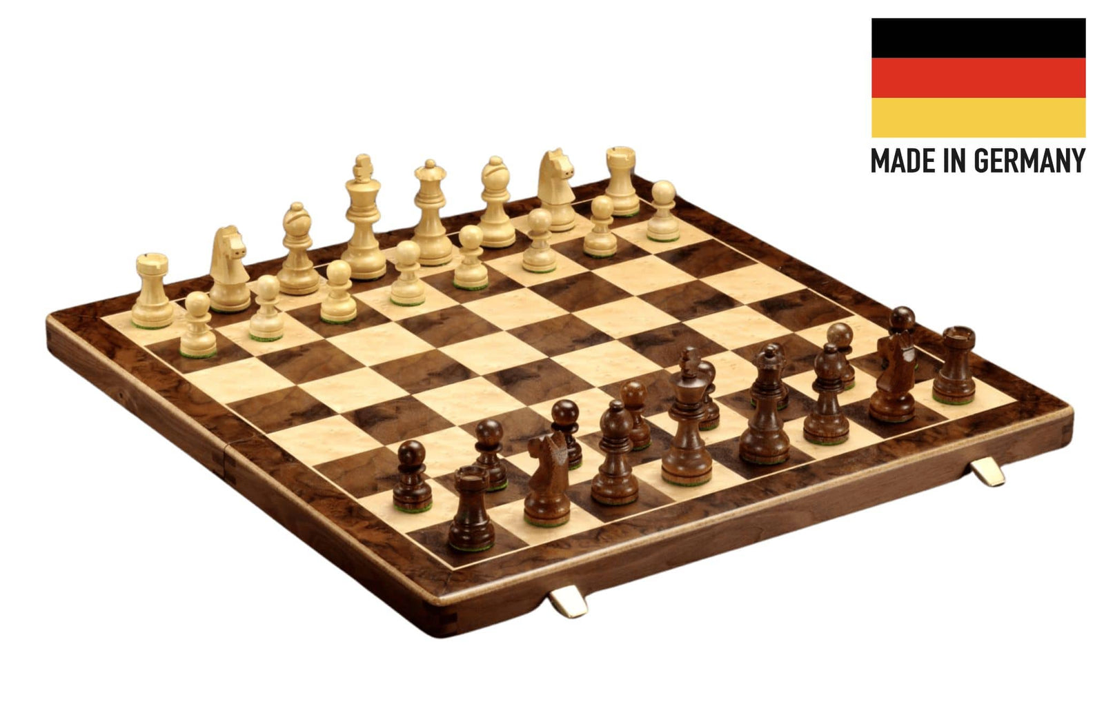 Klassisches Schachspiel <br>aus Nussbaum-Maserholz