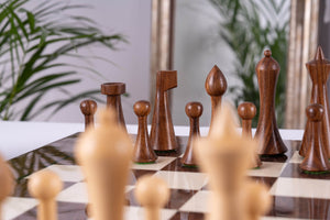 Schachspiel Siena-Erde <br>aus Eschenmaserholz