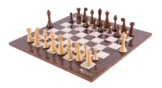 Schachspiel Siena-Erde <br>aus Eschenmaserholz