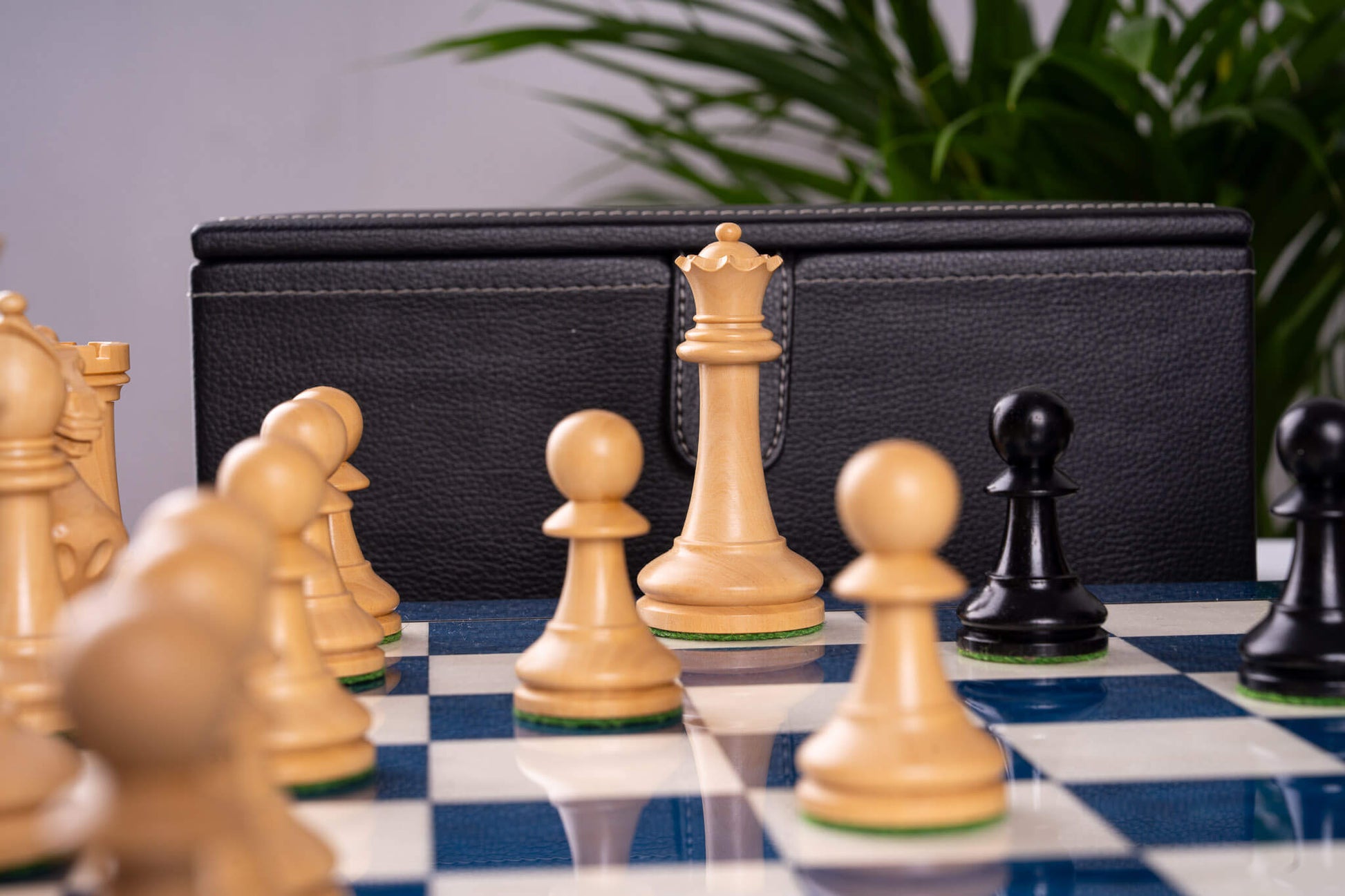 Schachspiel Bleu Céleste <br>aus Eschenmaser