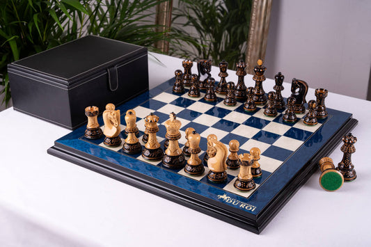 Schachspiel Bleu Impérial <br>aus Eschenmaser