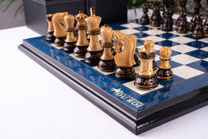 Schachspiel Bleu Impérial <br>aus Eschenmaser