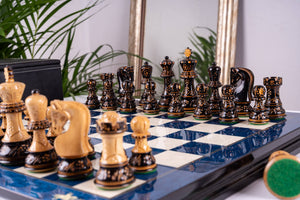 Schachspiel Bleu Impérial <br>aus Eschenmaser