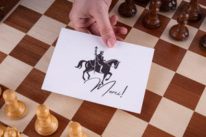 Schachspiel Lorbeer aus <br>Buchsbaum- und Mahagoniholz