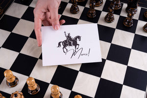 Schachspiel Gipfel <br>aus Ebenholz und Buchsbaum