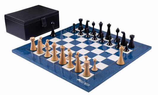 Modernes Kunst-Schachspiel <br>aus Eschenmaserholz