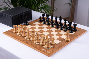 Holz-Mosaik-Schachspiel <br>aus Teakholz