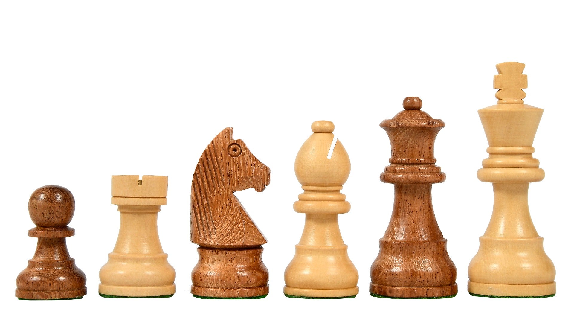 Bernsteinfarbenes Schachspiel <br>aus Mahagoniholz
