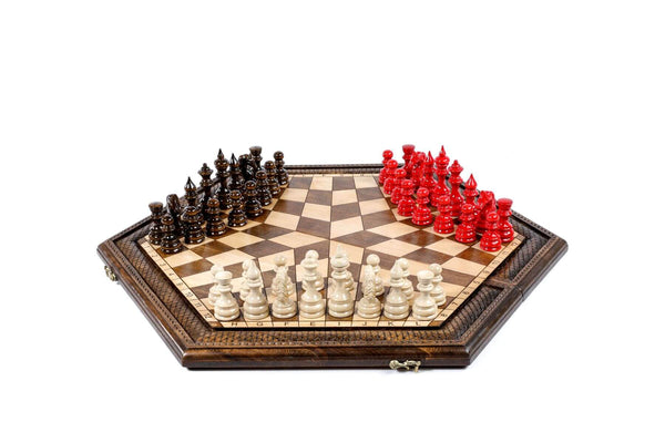 3 Personen Schach - Originelles Schachbrett für drei Spieler