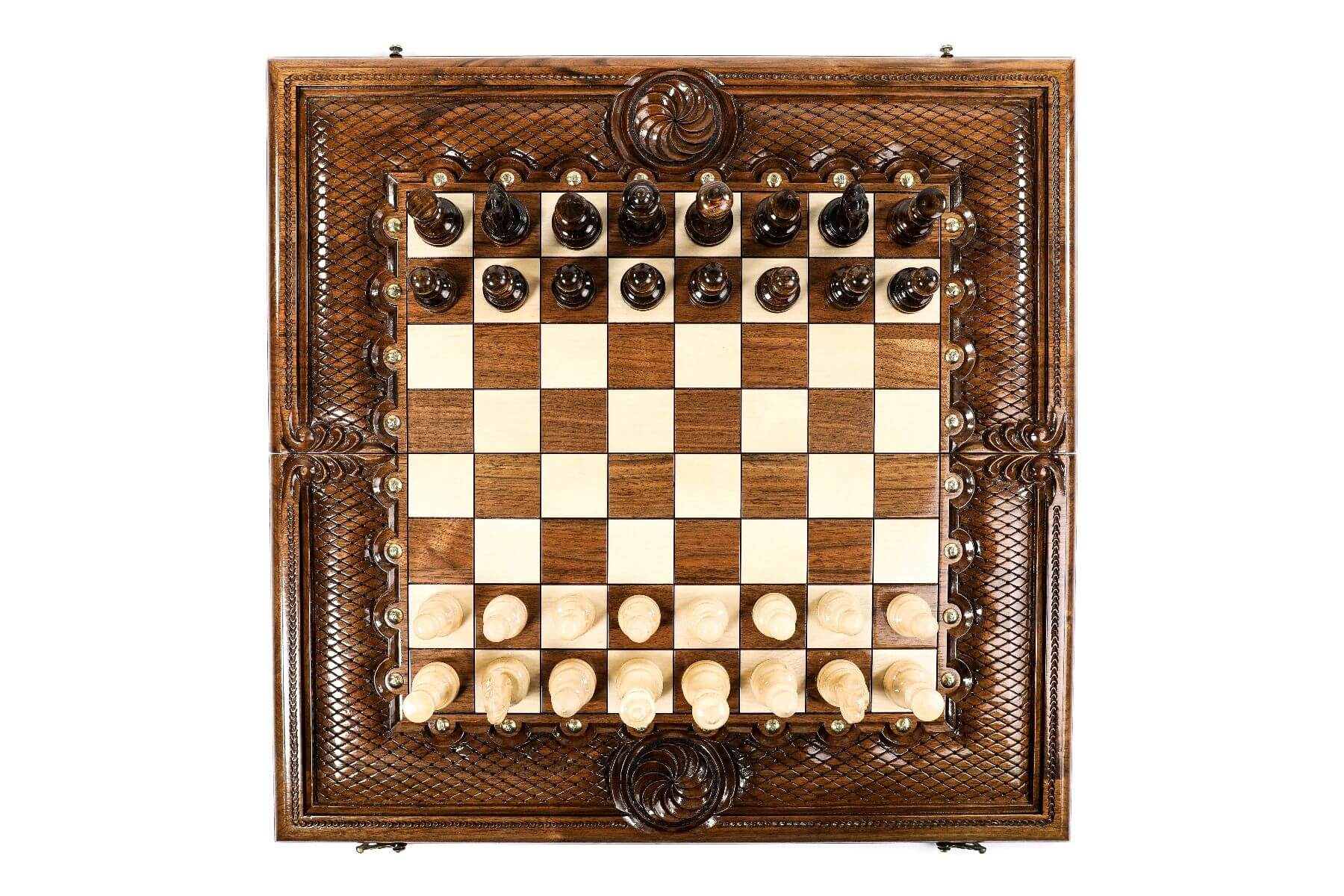 Grand Jeu d'Echecs en Bois Pions Noirs